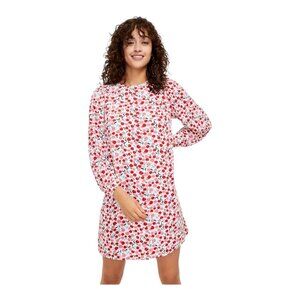 Loft Petite Cherry Balloon Sleeve Swing Dress